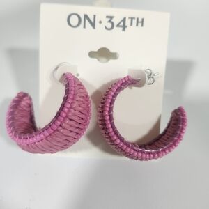 ON 34th Fuchsia Woven Hoop Earrings